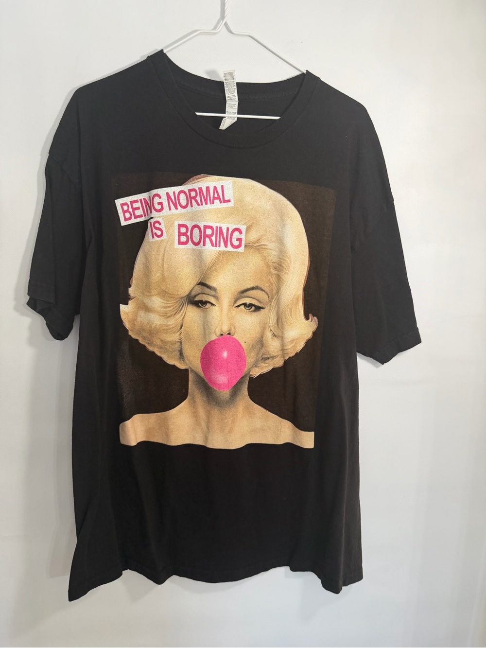 Gildan Black Tee with Pink Bubblegum Graphic